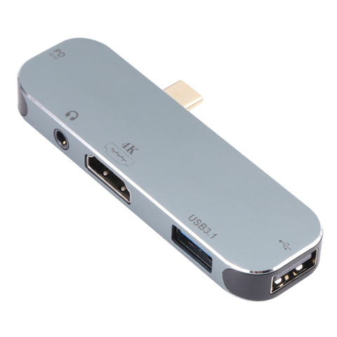 USB-C/Tipo-C 5 in 1 maschio a PD USB-C/Tipo-C ricarica + 3,5 mm AUX + 4K HDMI + USB 3.1 + adattatore USB femmina, 4K HDMI