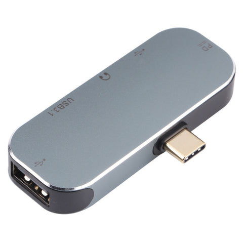 USB-C/Tipo-C 5 in 1 maschio a doppia USB-C/Tipo-C + 3,5 mm AUX + USB 3.1 + adattatore USB femmina, Dual USB-C / Type-C + 3.5mm AUX