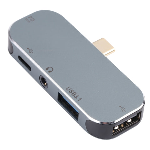 USB-C/Tipo-C 5 in 1 maschio a doppia USB-C/Tipo-C + 3,5 mm AUX + USB 3.1 + adattatore USB femmina, Dual USB-C / Type-C + 3.5mm AUX