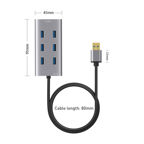 HUB USB 3.0 a 7 Porte con Cavo da 80 cm - Modello 8108