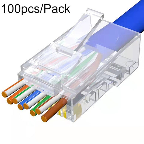 Spina modulare con connettore RJ45 passante non schermato Cat6e da 100 pezzi, Cat6e UnShielded Pass Through