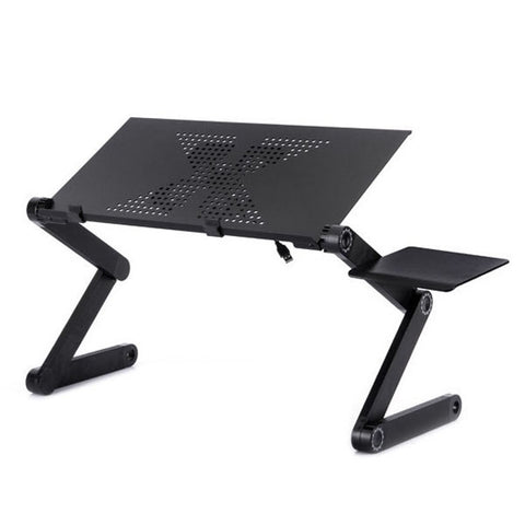 Supporto da tavolo portatile pieghevole regolabile a 360 gradi in lega di alluminio con ventole fantastiche e tappetino per mouse per laptop/notebook, with Mouse Pad & Cooling Fan, with Mouse Pad & Cooling Fan (M)