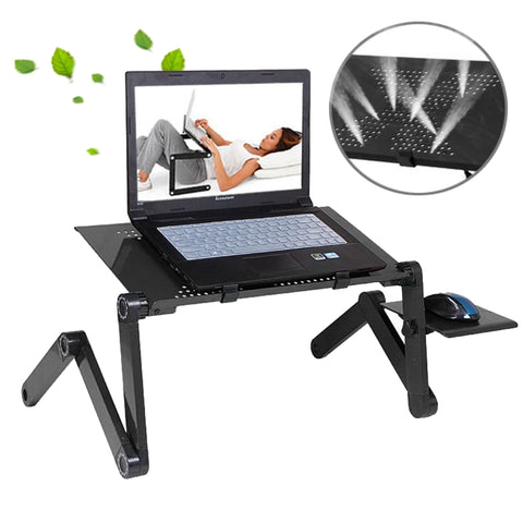 Supporto da tavolo portatile pieghevole regolabile a 360 gradi in lega di alluminio con tappetino per mouse per laptop/notebook, senza ventole CPU, with Mouse Pad, with Mouse Pad (M)
