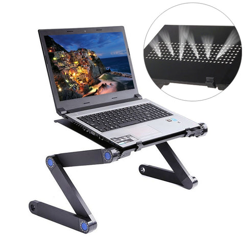 Supporto da tavolo portatile pieghevole regolabile a 360 gradi in lega di alluminio per laptop/notebook, senza ventole CPU e tappetino per mouse, Desk