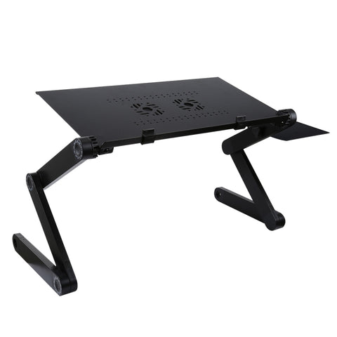 Supporto da tavolo portatile pieghevole regolabile a 360 gradi in lega di alluminio con doppie ventole CPU e tappetino per mouse per laptop/notebook, dimensioni scrivania: 480 mm x 260 mm, 480 x 260mm