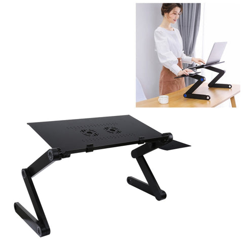 Supporto da tavolo portatile pieghevole regolabile a 360 gradi in lega di alluminio con doppie ventole CPU e tappetino per mouse per laptop/notebook, dimensioni scrivania: 480 mm x 260 mm, 480 x 260mm