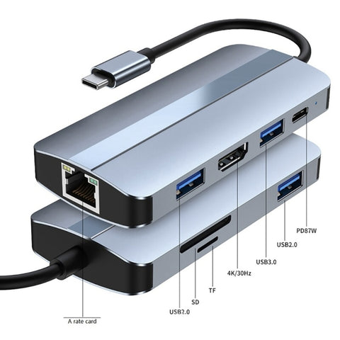 byl-2205-adattatore-hub-docking-station-multifunzione-da-usb-c-tipo-c-a-usb-8-in-1-byl-2205 - immagine 2