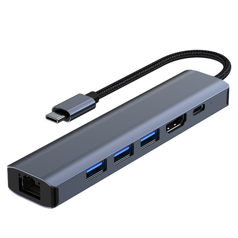 byl-2210-adattatore-hub-docking-station-multifunzione-da-usb-c-tipo-c-a-usb-6-in-1-con-porta-di-rete-1000m-byl-2210 - immagine 2
