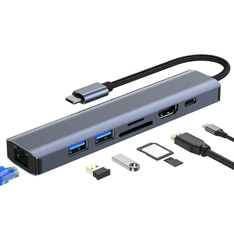 byl-2303-adattatore-hub-docking-station-multifunzione-da-usb-c-tipo-c-a-usb-7-in-1-byl-2303 - immagine 1