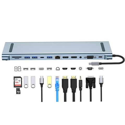 byl-2003u2-adattatore-hub-docking-station-multifunzione-da-usb-c-tipo-c-a-usb-12-in-1-byl-2003u2 - immagine 1