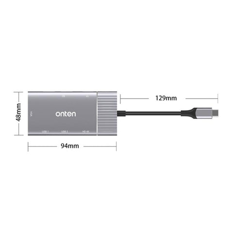 HUB Multifunzionale Type-C Onten 95113: 8 in 1 USB 3.0, SD/TF, HDMI,