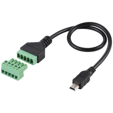 Terminali collegabili Mini 5 pin maschio a 5 pin Connettore USB senza saldatura Cavo adattatore di collegamento senza saldatura, Lunghezza: 30 cm, Mini 5 Pin Male