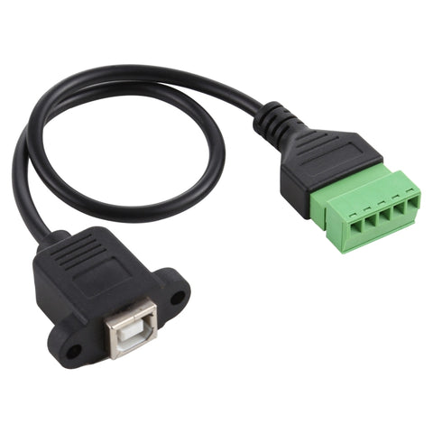 Spina USB tipo B femmina a terminali collegabili a 5 pin Connettore USB senza saldatura Cavo adattatore di connessione senza saldatura, lunghezza: 30 cm, USB Type-B Female