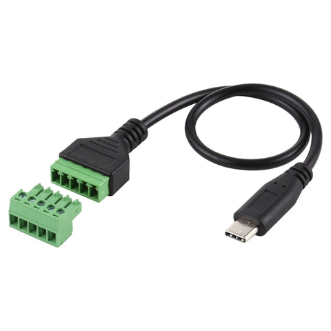 Terminali collegabili USB-C / Type-C maschio a 5 pin Connettore USB senza saldatura Cavo adattatore di collegamento senza saldatura, lunghezza: 30 cm, Type-C Male