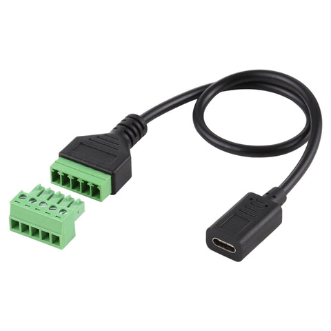 Terminali collegabili USB-C/Tipo-C femmina a 5 pin Connettore USB senza saldatura Cavo adattatore di collegamento senza saldatura, Lunghezza: 30 cm, Type-C Female