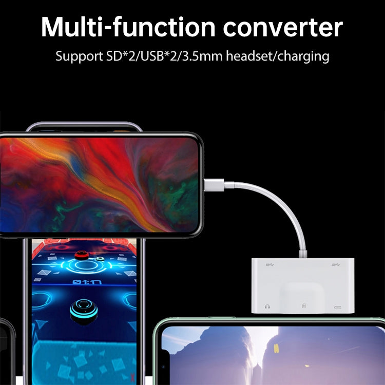 Adattatore 6 in 1 per fotocamera: 8 pin maschio, doppia USB, doppia