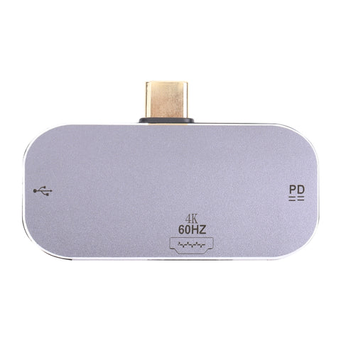 USB-C/Tipo-C maschio 3 in 1 a USB-C/Tipo-C ricarica + USB + adattatore HDMI femmina 4K 60Hz, USB-C / Type-C + USB + HDMI