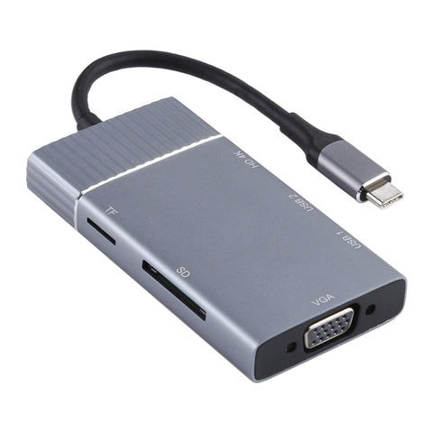 Dock Station USB-C 7 in 1 con 2 USB 3.0, TF/SD, HDMI, VGA e Jack 3,5