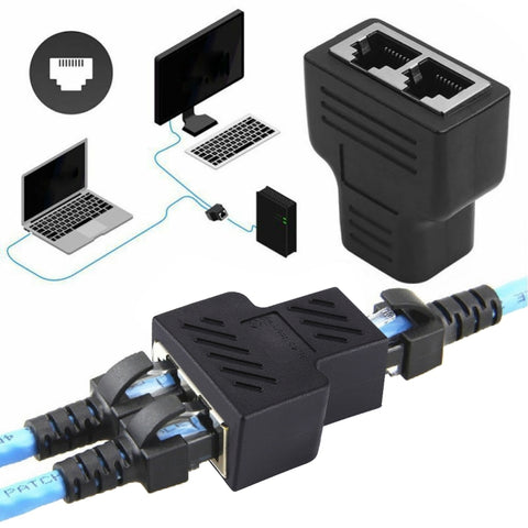 Terminale connettore Crystal Network dritto attraverso la linea principale Dispositivo di estensione dell'interfaccia RJ45 a tre teste da femmina a femmina, 3 Ports
