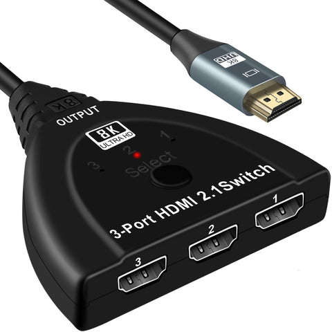 Selettore switcher HDMI 8K a 3 porte con cavo a spirale