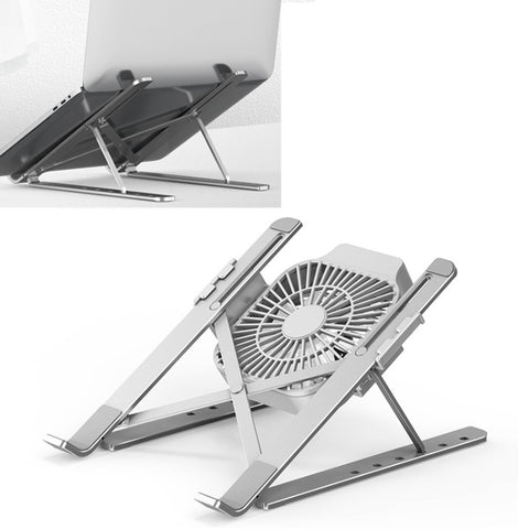 Supporto portatile regolabile per laptop Supporto per dissipazione del calore pieghevole per aumento dell'altezza di sollevamento del desktop, Stile: Fan, Style: Fan