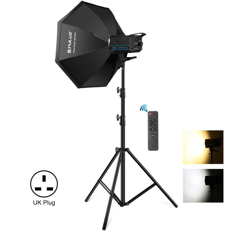 PULUZ 150W 3200K-5600K Kit luce stroboscopica per studio fotografico con riflettore Softbox e treppiede, 120W 2700K-6500K Light Kit US Plug, 120W 2700K-6500K Light Kit AU Plug, 120W 2700K-6500KK Light Kit EU Plug, 120W 2700K-6500K Light Kit UK Plug