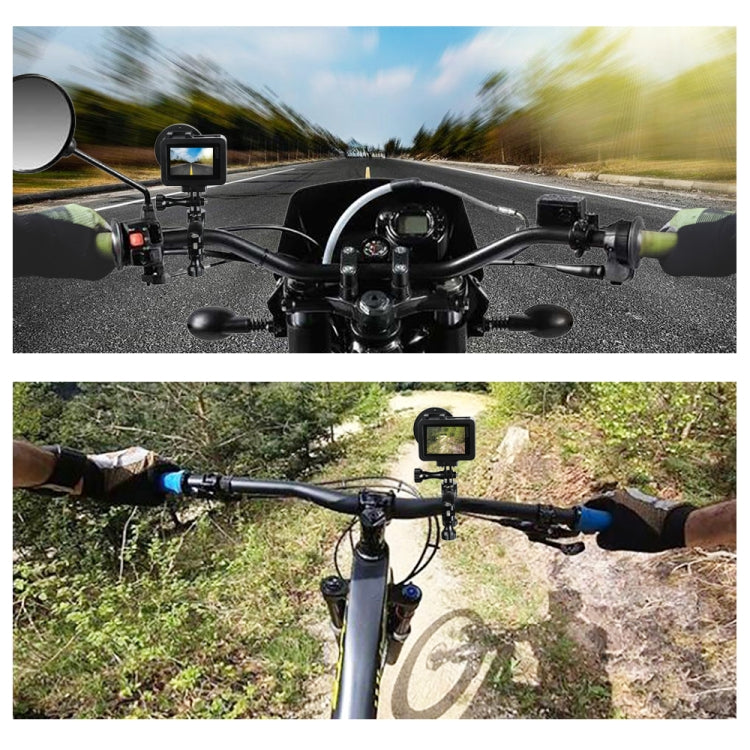PULUZ Supporto adattatore per manubrio in alluminio per bici con rotazione a 360 gradi con vite per GoPro Hero11 nero / HERO10 nero /9 nero /8 nero /7 /6 /5 /5 sessione /4 sessione /4 /3+ /3 /2 /1, DJI OsmoAzione e altre action cam
