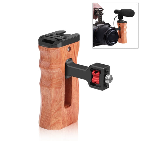 PULUZ Vite da 3/8 di pollice Maniglia laterale in legno per fotocamera universale con supporto per pattino freddo per stabilizzatore della gabbia della fotocamera, 3/8 inch Screw(Black), 3/8 inch Screw(Bronze)