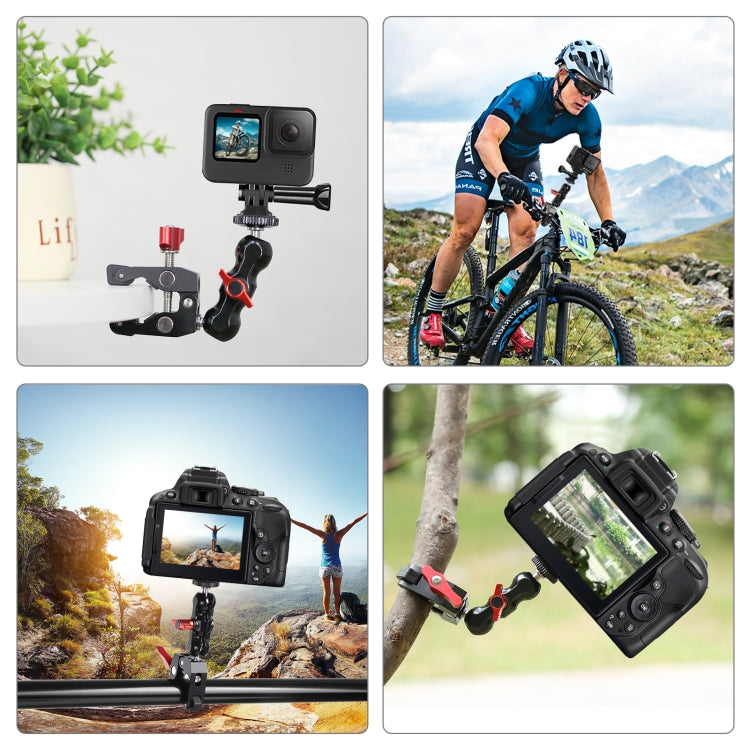 PULUZ Pinza per granchio con morsetto a sfera con braccio magico multifunzione Clip, Ball Mount Clamp