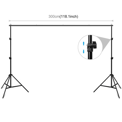 PULUZ 2 x 3 m Supporto per sfondo per studio fotografico Supporto per barra trasversale per fondale, 2 x 3m