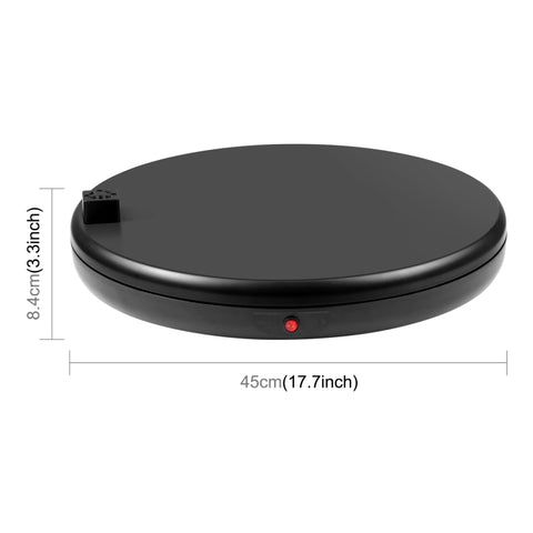 PULUZ Espositore per giradischi rotante con regolazione della velocità da 45 cm, con presa di corrente, nero, carico 100 kg, 45cm Load 100kg Black US Plug with Power Socket, 45cm Load 100kg Black UK Plug with Power Socket