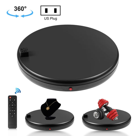 PULUZ Espositore per giradischi rotante con regolazione della velocità da 45 cm, con presa di corrente, nero, carico 100 kg, 45cm Load 100kg Black US Plug with Power Socket, 45cm Load 100kg Black UK Plug with Power Socket