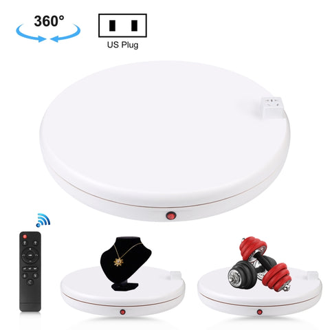 PULUZ Espositore per giradischi rotante con regolazione della velocità da 45 cm, con presa di corrente, bianco, carico 100 kg, 45cm Load 100kg White US Plug with Power Socket, 45cm Load 100kg White UK Plug with Power Socket