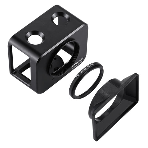PULUZ per Sony RX0 Gabbia protettiva in lega di alluminio + lente con filtro UV da 37 mm + parasole con viti e cacciaviti, Cage Black, Cage Gold, Cage Blue, Cage Red, Cage Silver, Cage Black(US)