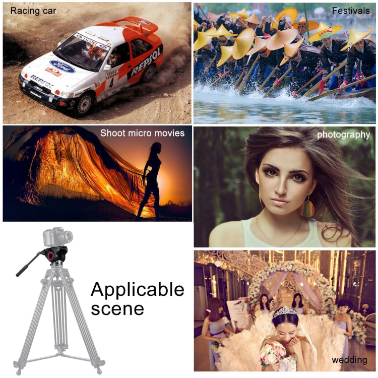 PULUZ Testa fluida per treppiede per videocamera per carichi pesanti con piastra scorrevole per fotocamere DSLR e SLR, di grandi dimensioni, Fluid Drag Head Black, Fluid Drag Head Gold