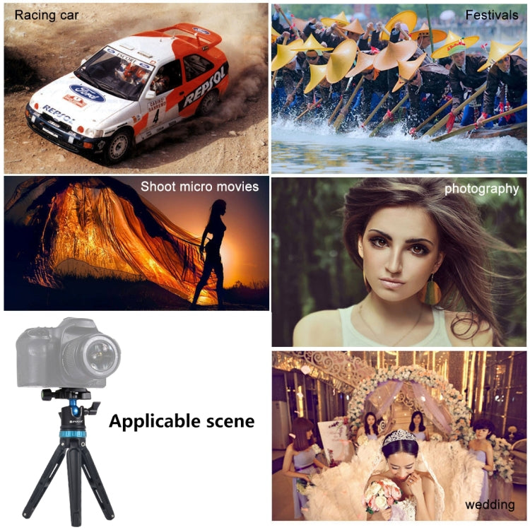 PULUZ Mini treppiede da tavolo regolabile in metallo tascabile con testa a sfera a 360 gradi per DSLR e fotocamere digitali, altezza regolabile: 11-20,2 cm, Tripod with Head(R), Tripod with Head(L)