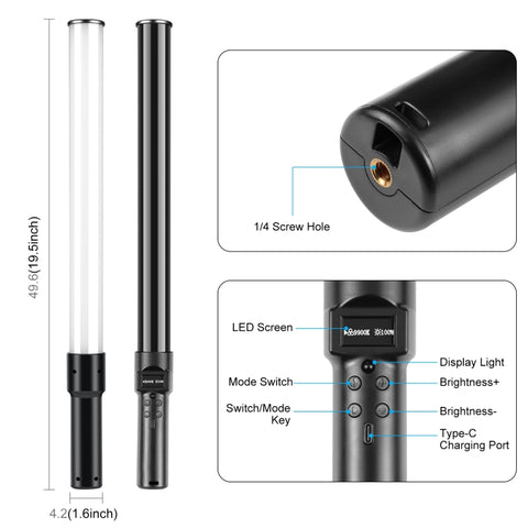 PULUZ 144 LED Foto portatile Stick Light Luce di riempimento RGB a colori, 144 LEDs RGB Fill Light