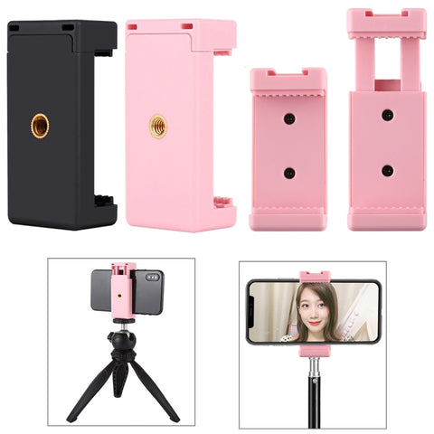 PULUZ Selfie Sticks Morsetto per telefono con montaggio su treppiede con fori per viti da 1/4 di pollice e base per slitta fredda, Clamp Black, Clamp Pink