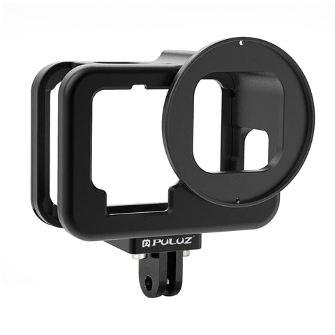 PULUZ per GoPro HERO12 Nero /11 Nero /10 Nero /9 Nero Custodia sottile Gabbia protettiva in lega di alluminio CNC con telaio assicurativo e lente UV da 52 mm, For GoPro HERO9 Black Thin