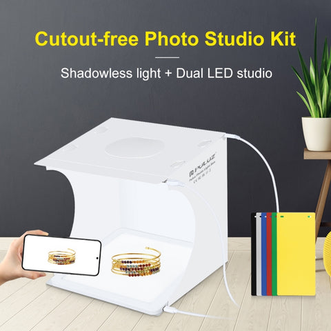 PULUZ Mini LED Fotografia Lampada a luce senza ombre Pannello Pad + Scatola per tenda da tiro in studio, Materiale acrilico, Area effettiva 20 cm x 20 cm, 20cm(2 LED) + Shadowless Light(RU), 20cm(2 LED) + Shadowless Light