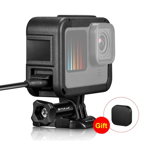 PULUZ Gabbia per montaggio su telaio PA ricaricabile con slot base per slitta fredda per Gopro HERO12 Nero /11 Nero /11 Nero Mini /10 Nero /9 Nero, Chargeable PA Frame Mount