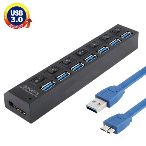 HUB USB 3.0 a 7 porte, super velocità 5 Gbps, plug and play, supporto 1 TB, 7 Ports (Black), 7 Ports (White)