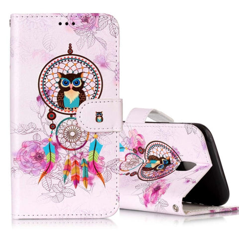 Per Galaxy J3 (2017) (Versione UE) Custodia in pelle con chiusura orizzontale goffrata lucida a olio con supporto, slot per carte, portafoglio e cornice per foto, For Galaxy J3 (2017) (EU Version)