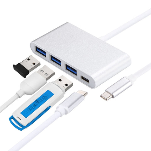 Hub USB-C 4 in 1 con 3 porte USB 3.0 e adattatore da USB-C femmina a