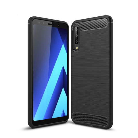 Per Galaxy A7 (2018) / A750 Custodia protettiva morbida in fibra di carbonio spazzolata TPU antiurto antiscivolo, For Galaxy A7 (2018), Galaxy A7 (2018)