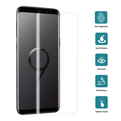 Per Galaxy S9 + Durezza superficiale 9H Bordo curvo 3D Protezione schermo in vetro temperato HD antigraffio a schermo intero, For Galaxy S9+