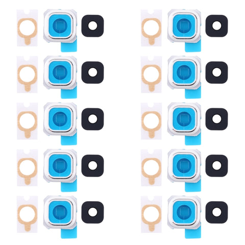 Per Galaxy S6 Edge + / G9280 10 pezzi cornice fotocamera posteriore e copriobiettivo con adesivo, For Galaxy S6+