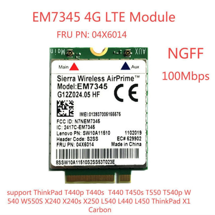 Modulo 4G LTE EM7345 M.2 NGFF per Lenovo ThinkPad T450 e X240 –