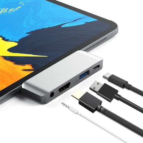 adattatore-hub-usb-c-4-in-1-hdmi-aux-usb-e-power-delivery-dock-hd - immagine 1