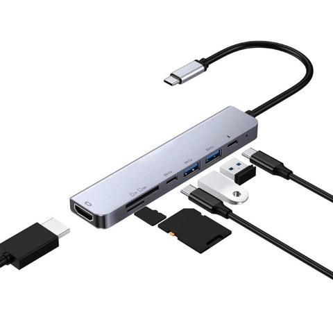 Hub Multifunzione 7 in 1 USB-C a HDMI, SD/TF, 2 Porte USB-C e 2